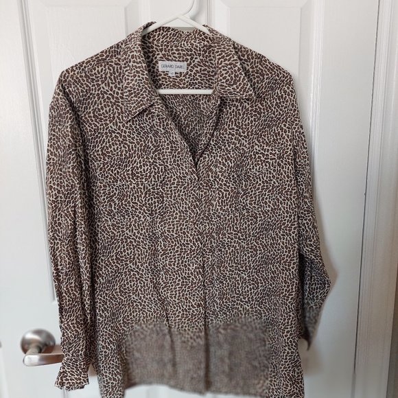 Gerard Darel  France 100% Silk Leopard Print Blouse, France 40/ US 10 - Picture 1 of 11